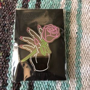 Never Worn Vintage Hand and Rose Enamel Pin